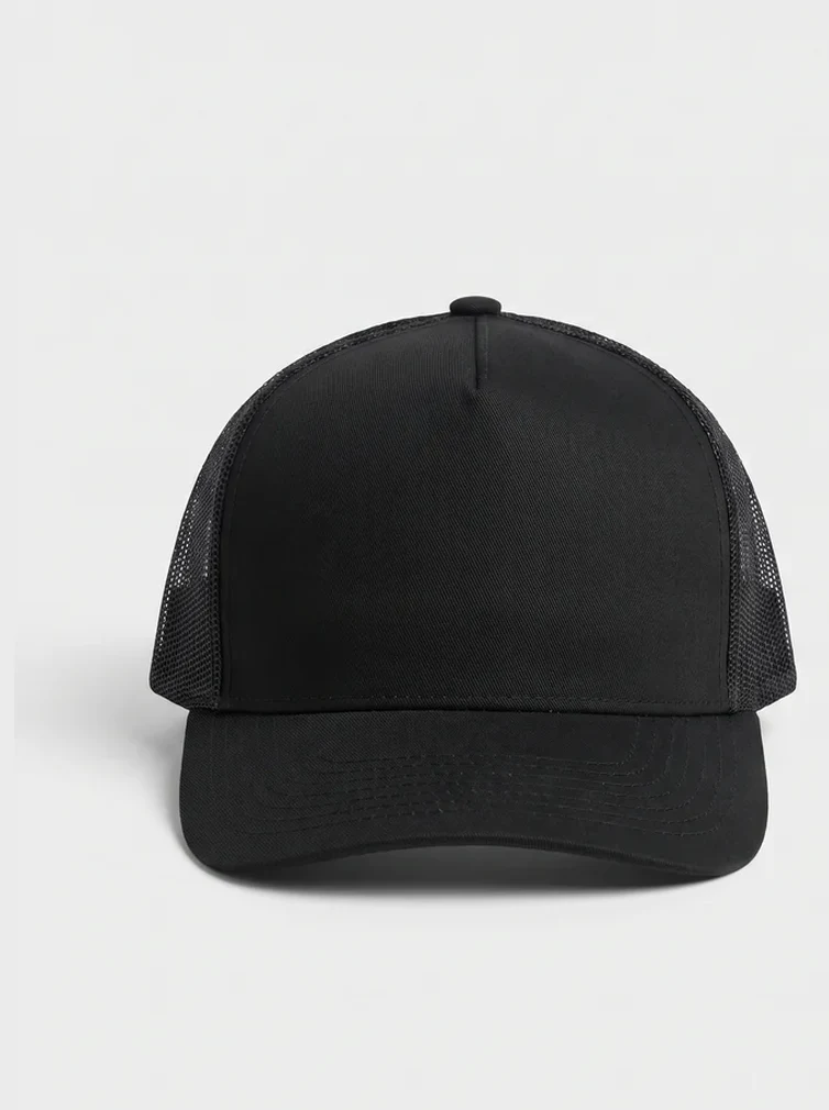 Kšiltovka trucker Beechfield Snapback Trucker — černá, připravené k potisku