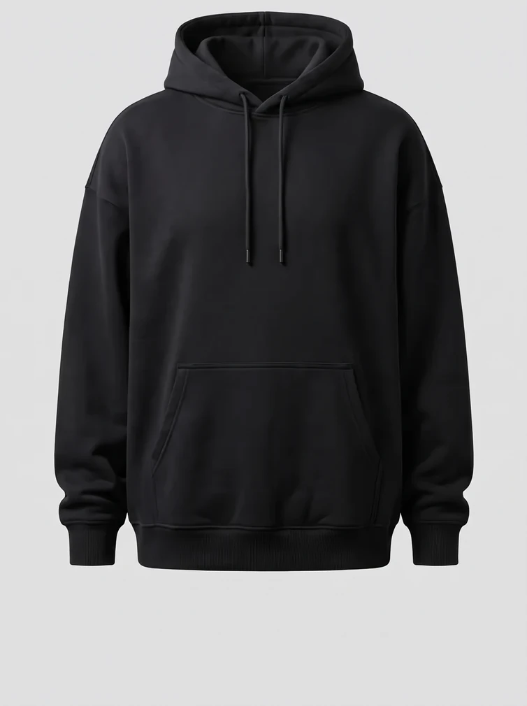 Mikina oversize s kapucí, těžká (unisex) Build Your Brand BB 006, černá, připravená k potisku