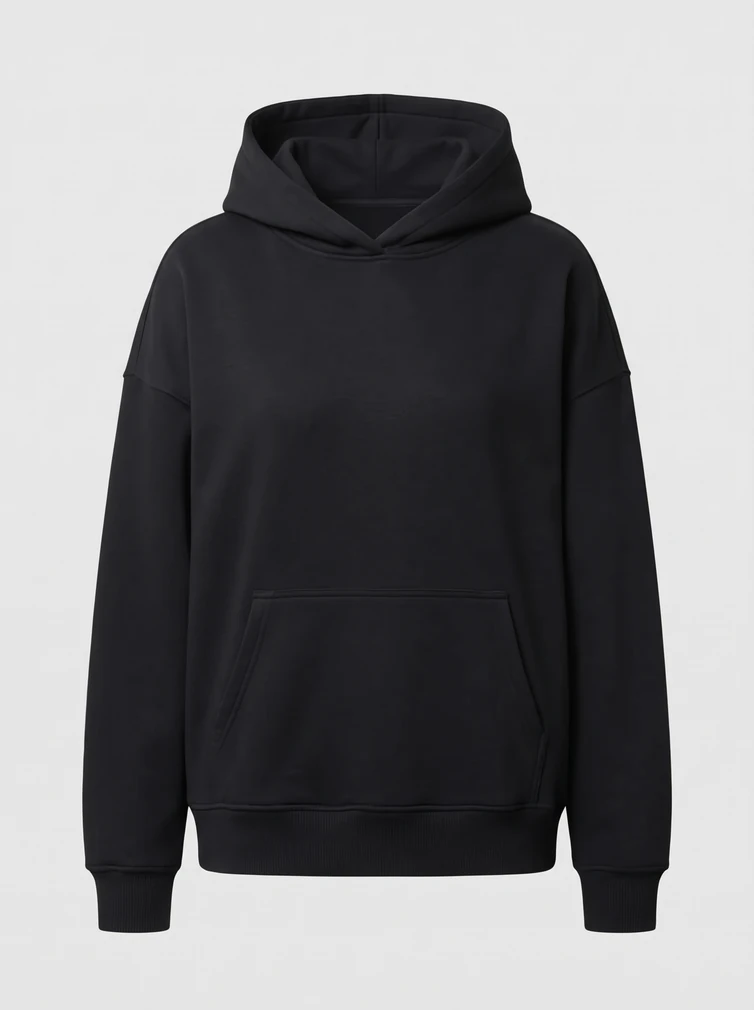 Women's oversize hoodie, Build Your Brand BY 444, black, ready to print